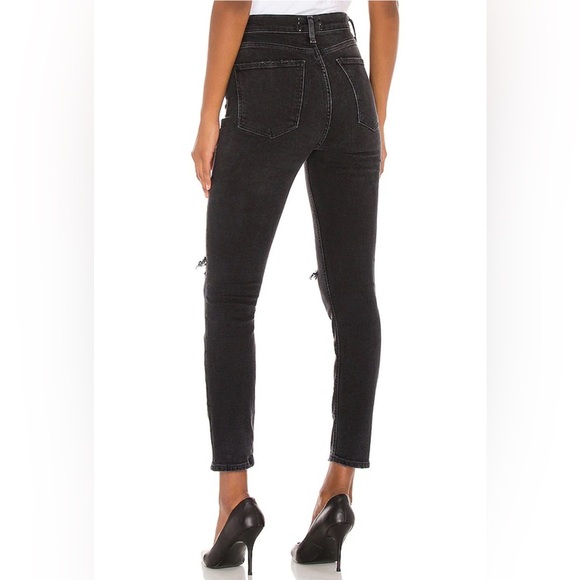 Agolde Nico High Rise Slim Straight Denim Jeans Distressed In Cassette Sz 25 - Picture 15 of 16